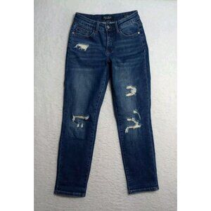 Judy Blue Boyfriend Fit Jeans Womens Size 1/25 Blue Dark Wash Distressed